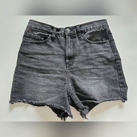 Ardene Size 5 Boyfriend Women's Black Denim Shorts High Waisted - Picture 1 of 6